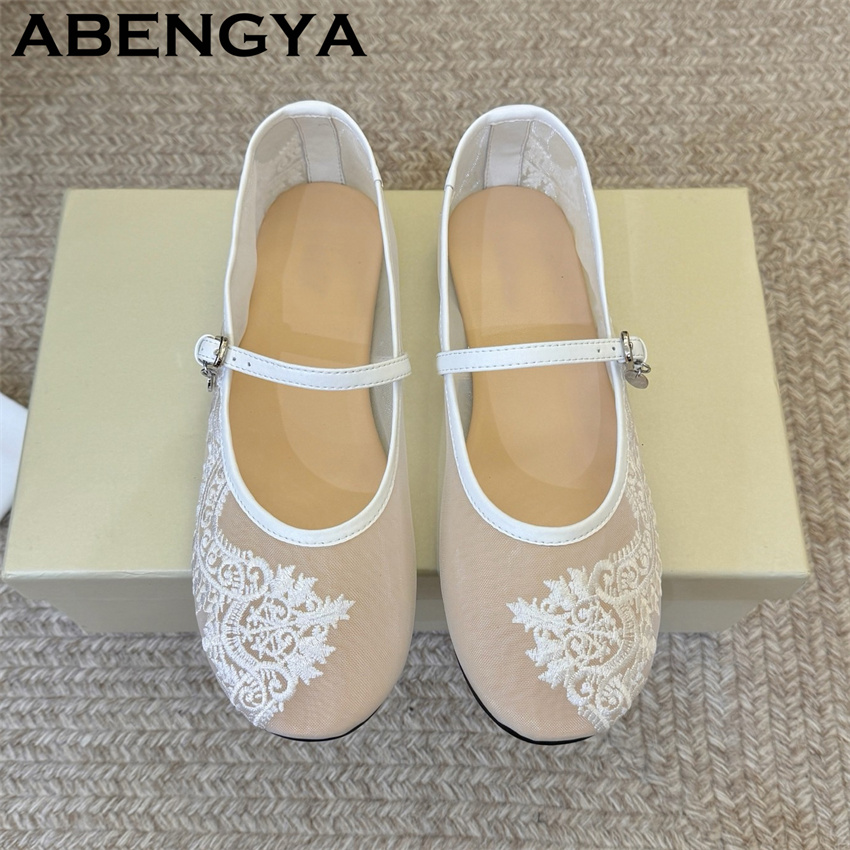 Embroidery Designer - Lace Embroidery Flat Shoes for Women