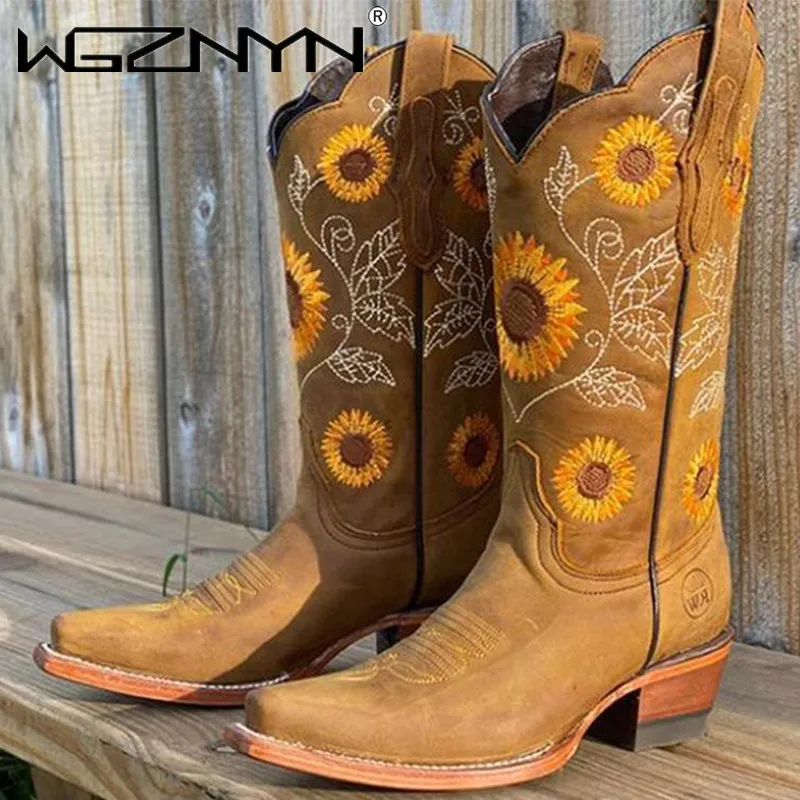 Embroidery Designer - Designer Women Coffee Brown Embroidery Boots