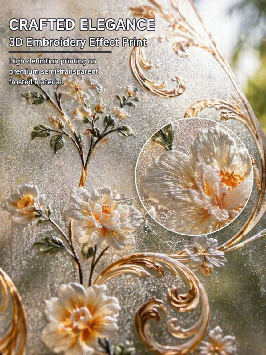Embroidery Removal - Embroidery Pattern Frosted Privacy Window Film