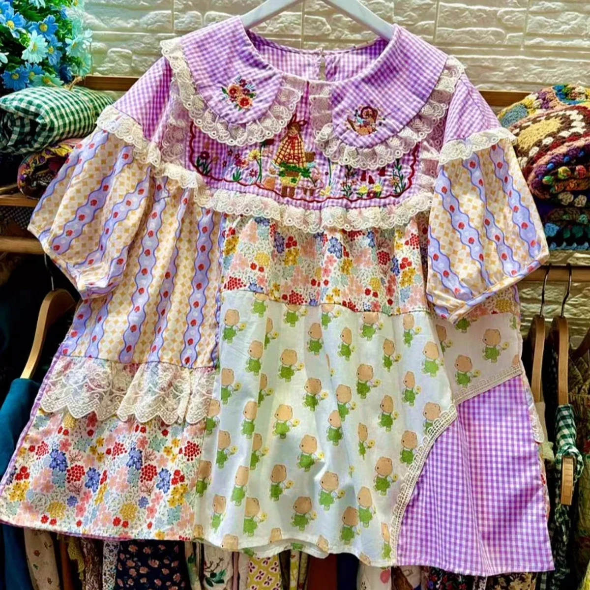Embroidery On Shirt - Vintage Sweet Cotton Patchwork Ruffled Lace