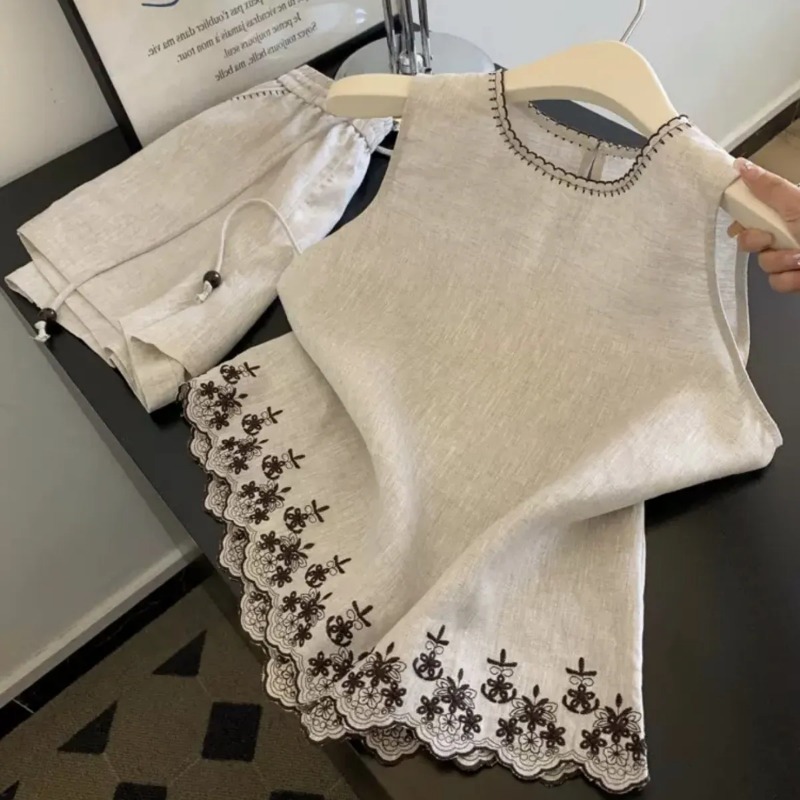 Simple Old Money Style Cotton  - đánh giá và giá Embroidery Vest