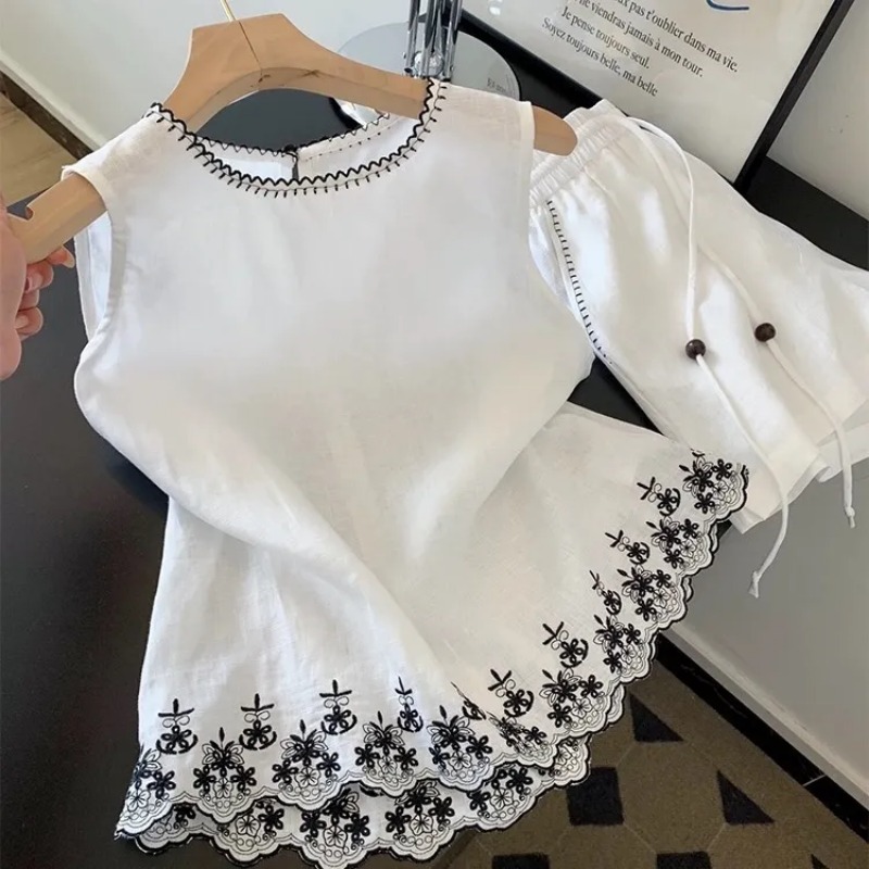 Simple Old Money Style Cotton  - đánh giá và giá Embroidery Vest