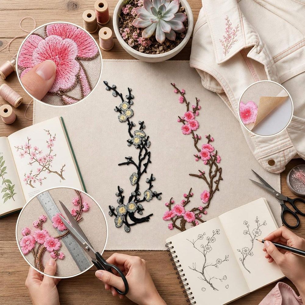 DIY Cherry Blossom Iron On Pat - đánh giá và giá Embroidery Patches
