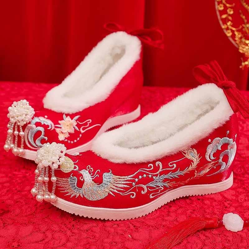 Winter Hanfu Shoes Women Chine - đánh giá và giá Embroidery Red