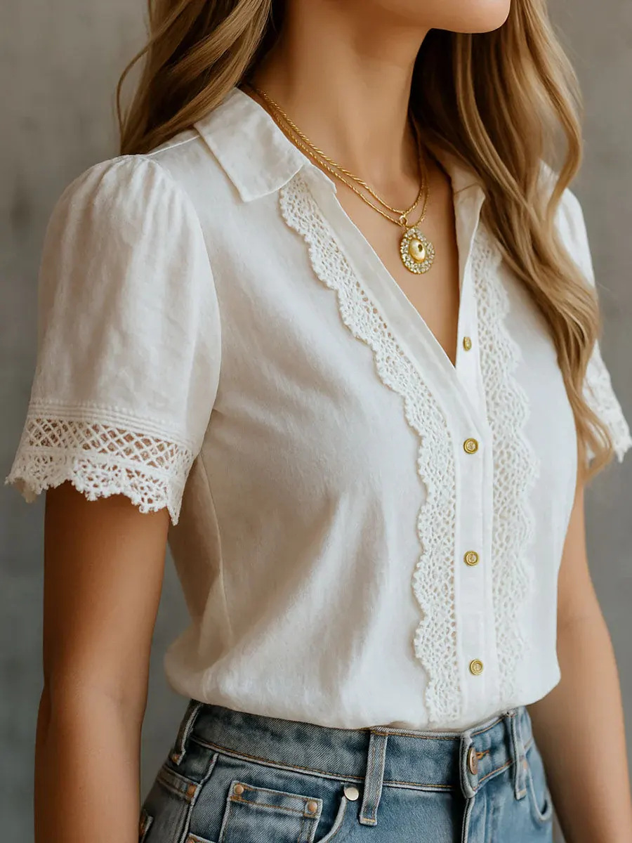 Elegant Women's Shirts Casual  - đánh giá và giá Embroidery On Shirt