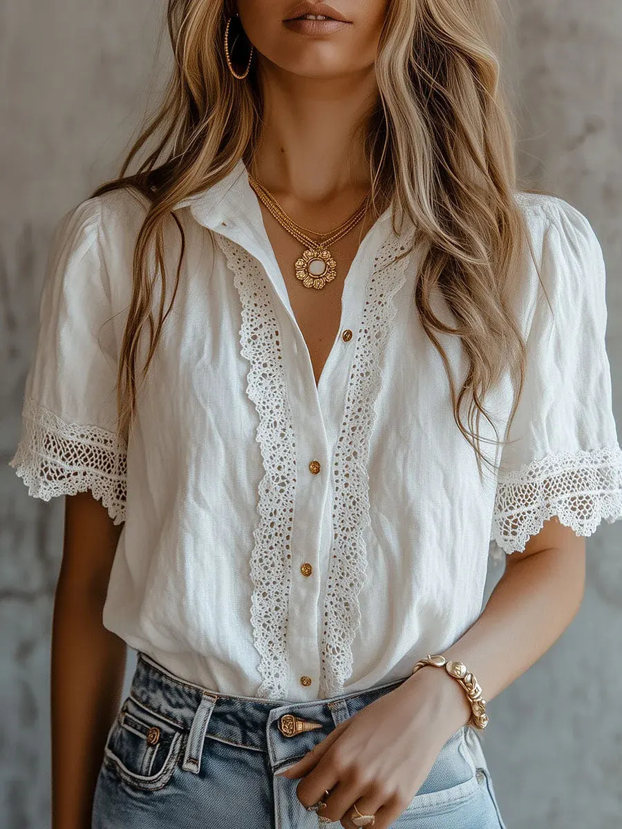 Elegant Women's Shirts Casual  - đánh giá và giá Embroidery On Shirt
