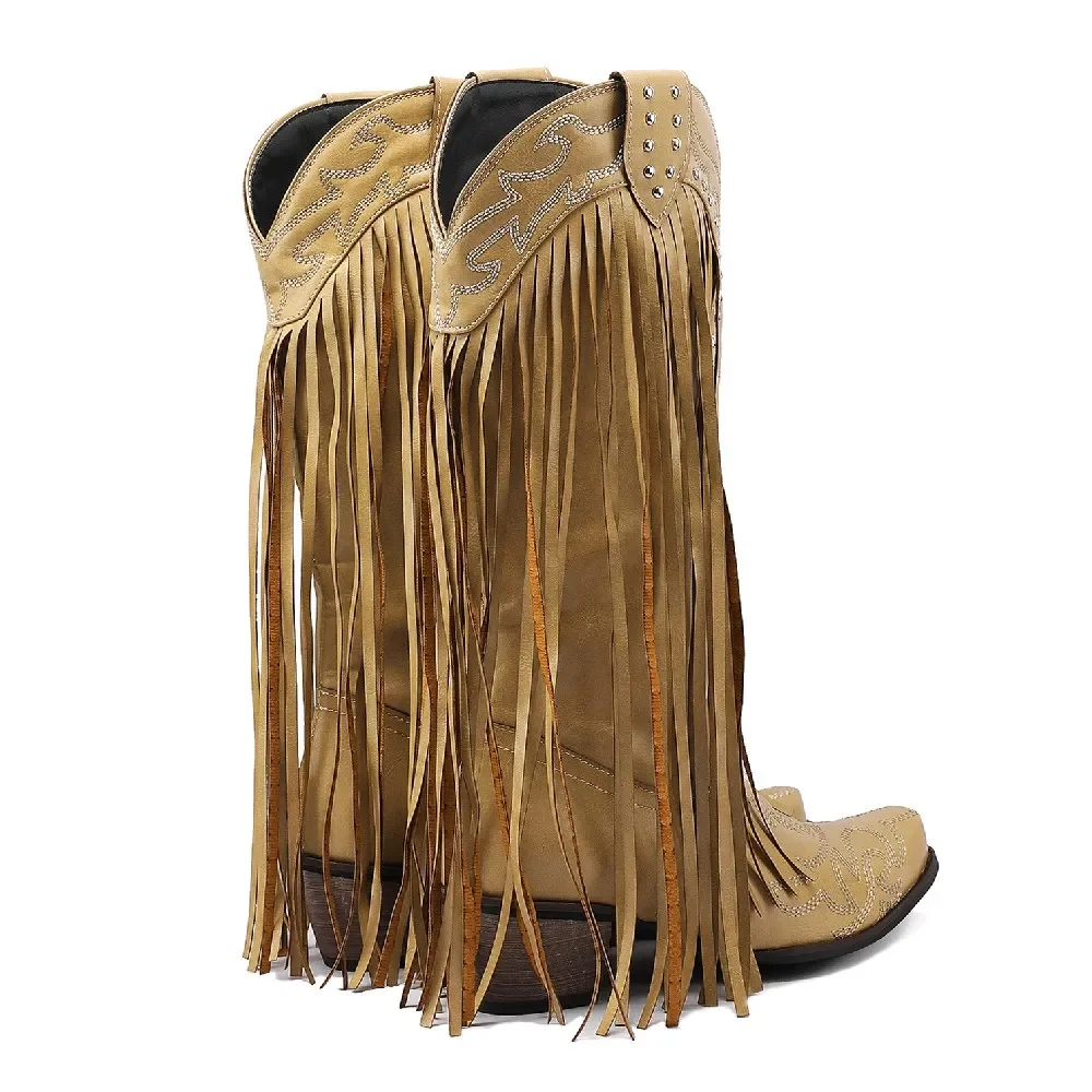 Fringe Rivet Western Women Mid - đánh giá và giá Embroidery Red